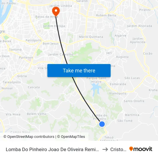 Lomba Do Pinheiro Joao De Oliveira Remiao - Lomba Do Pinheiro Porto Alegre - Rs Brasil to Cristo Redentor map