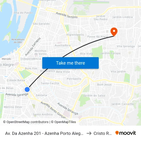 Av. Da Azenha 201 - Azenha Porto Alegre - Rs 91330-140 Brasil to Cristo Redentor map