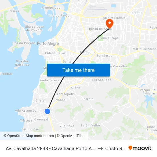 Av. Cavalhada 2838 - Cavalhada Porto Alegre - Rs 91740-000 Brasil to Cristo Redentor map