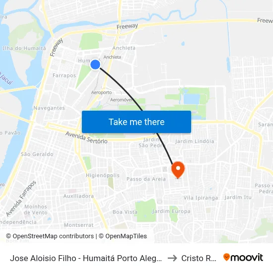 Jose Aloisio Filho - Humaitá Porto Alegre - Rs 90250-030 Brasil to Cristo Redentor map