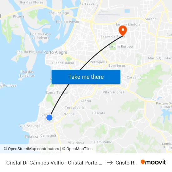 Cristal Dr Campos Velho - Cristal Porto Alegre - Rs 90820-030 Brasil to Cristo Redentor map