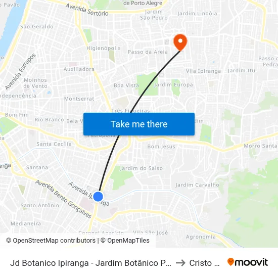 Jd Botanico Ipiranga - Jardim Botânico Porto Alegre - Rs 90450-190 Brasil to Cristo Redentor map