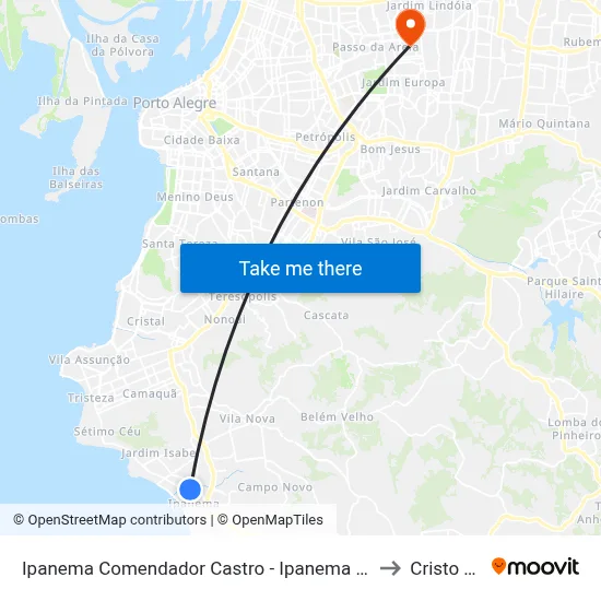 Ipanema Comendador Castro - Ipanema Porto Alegre - Rs 91760-050 Brasil to Cristo Redentor map