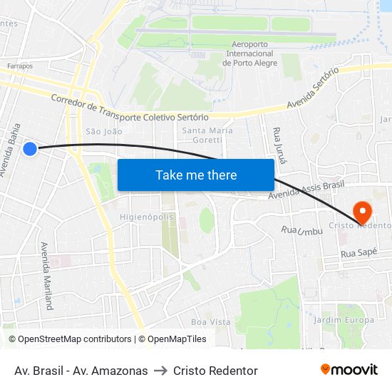 Av. Brasil - Av. Amazonas to Cristo Redentor map
