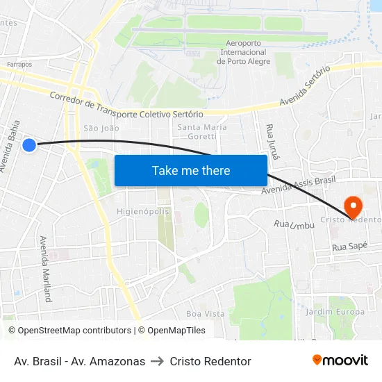 Av. Brasil - Av. Amazonas to Cristo Redentor map
