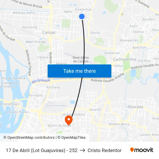 17 De Abril (Lot Guajuviras) - 252 to Cristo Redentor map