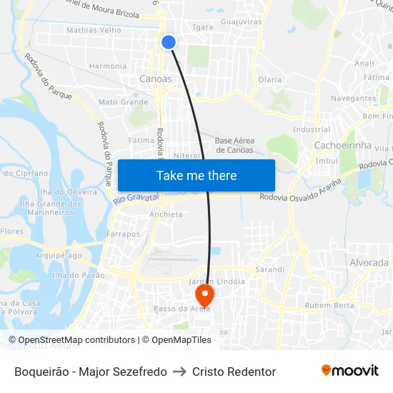 Boqueirão - Major Sezefredo to Cristo Redentor map