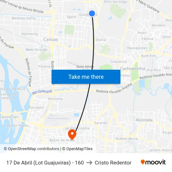 17 De Abril (Lot Guajuviras) - 160 to Cristo Redentor map