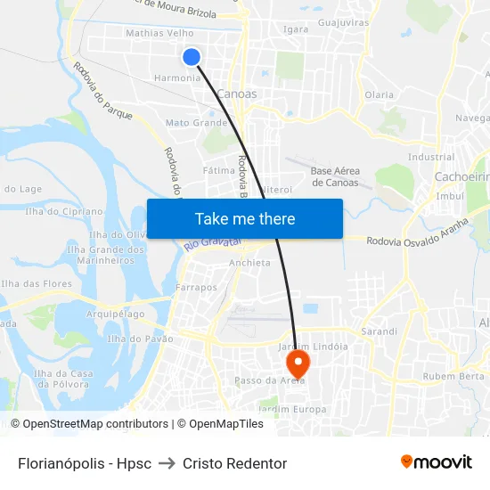 Florianópolis - Hpsc to Cristo Redentor map