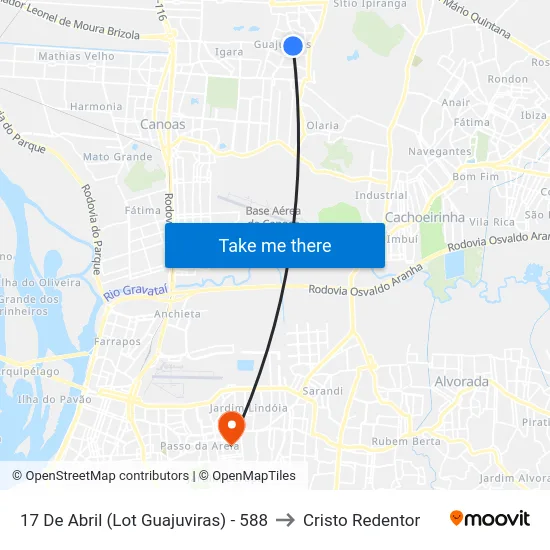 17 De Abril (Lot Guajuviras) - 588 to Cristo Redentor map
