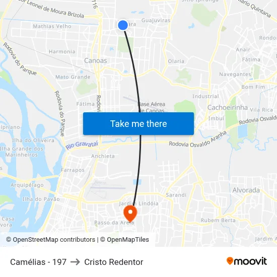 Camélias - 197 to Cristo Redentor map