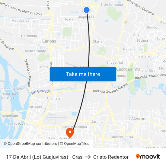 17 De Abril (Lot Guajuviras) - Cras to Cristo Redentor map