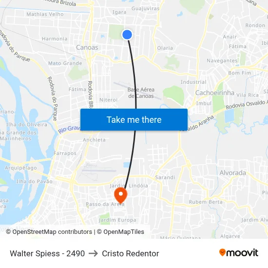 Walter Spiess - 2490 to Cristo Redentor map