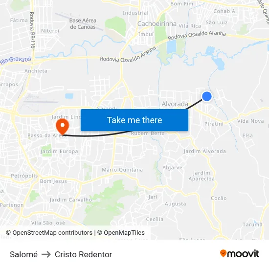 Salomé to Cristo Redentor map