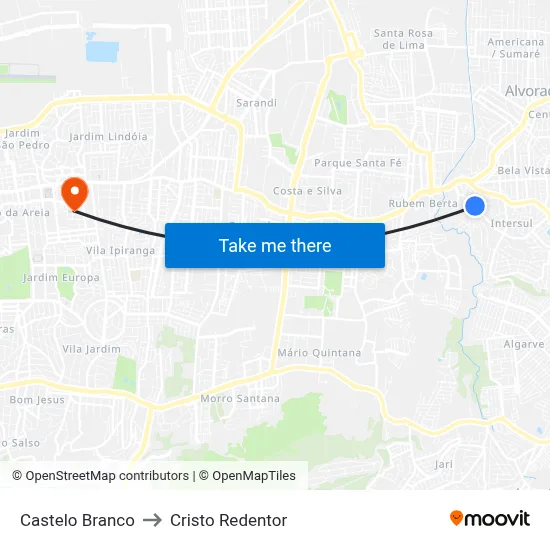 Castelo Branco to Cristo Redentor map