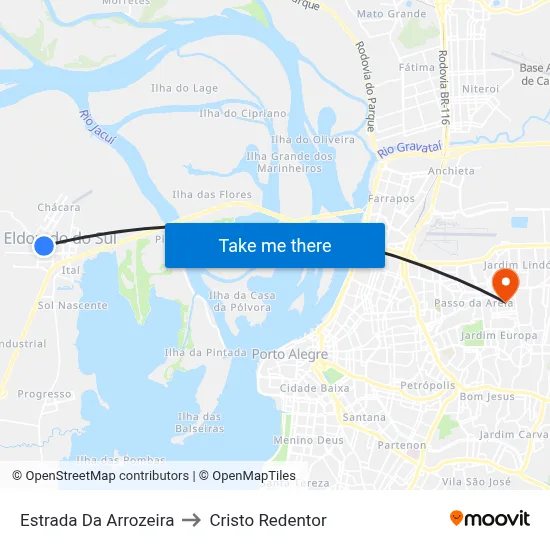 Estrada Da Arrozeira to Cristo Redentor map