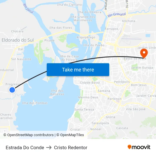 Estrada Do Conde to Cristo Redentor map