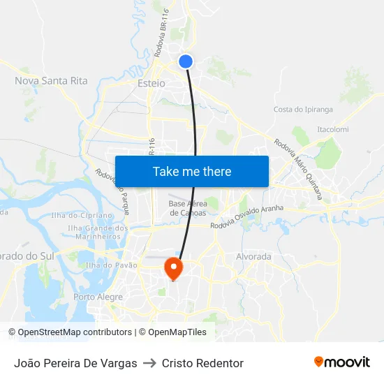 João Pereira De Vargas to Cristo Redentor map