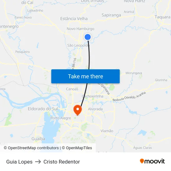 Guia Lopes to Cristo Redentor map