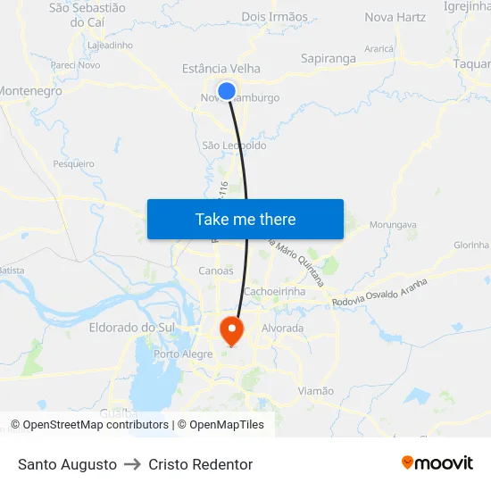 Santo Augusto to Cristo Redentor map