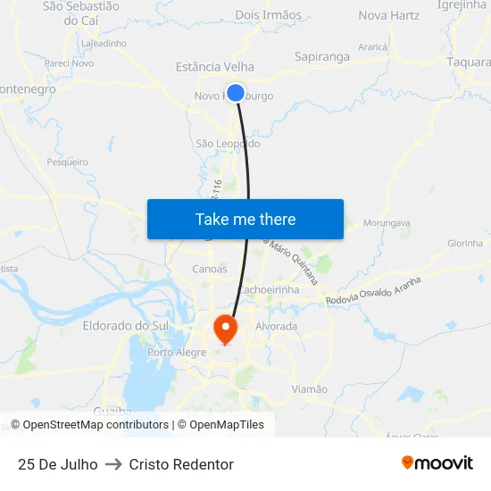 25 De Julho to Cristo Redentor map