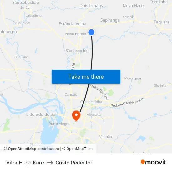 Vítor Hugo Kunz to Cristo Redentor map