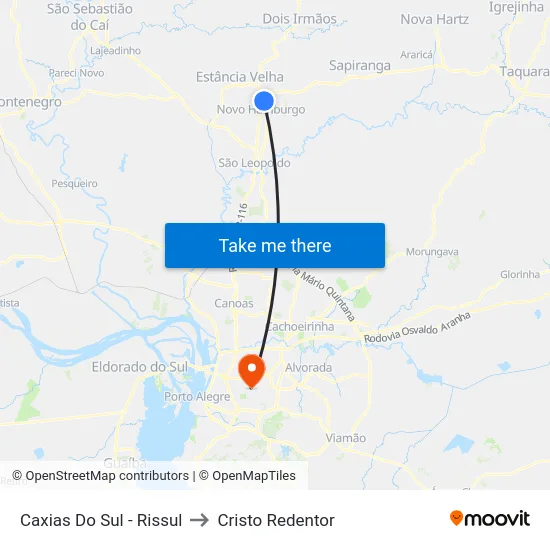 Caxias Do Sul - Rissul to Cristo Redentor map