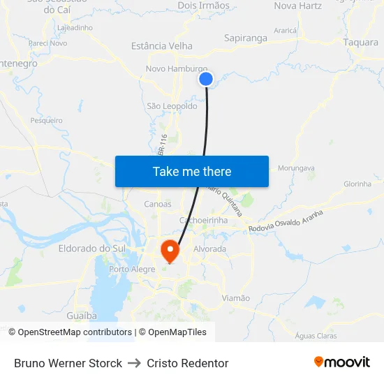 Bruno Werner Storck to Cristo Redentor map