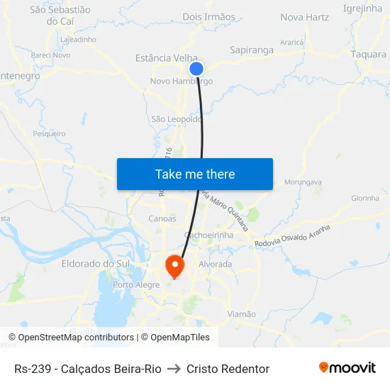 Rs-239 - Calçados Beira-Rio to Cristo Redentor map