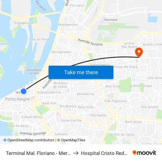 Terminal Mal. Floriano - Mercado to Hospital Cristo Redentor map