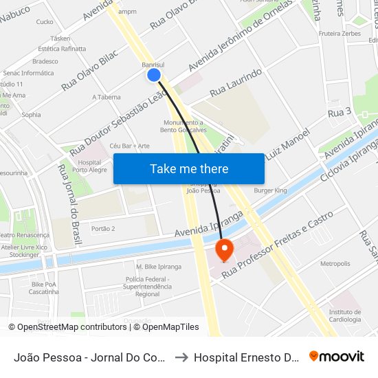 João Pessoa - Jornal Do Comércio Cb to Hospital Ernesto Dornelles map