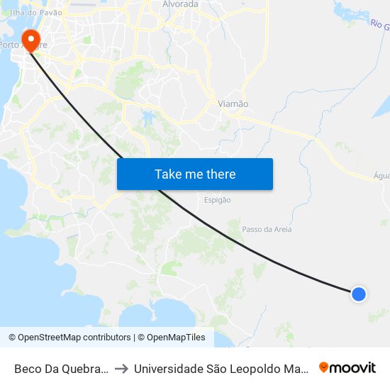 Beco Da Quebrada to Universidade São Leopoldo Mandic map