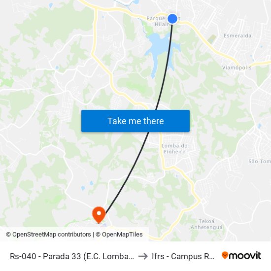 Rs-040 - Parada 33 (E.C. Lomba Do Sabão) to Ifrs - Campus Restinga map