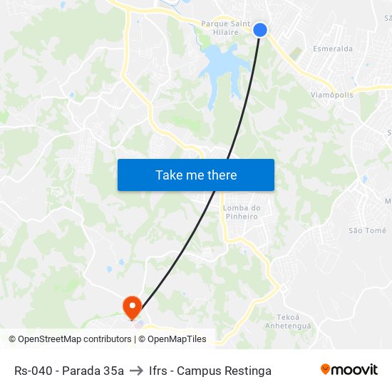 Rs-040 - Parada 35a to Ifrs - Campus Restinga map