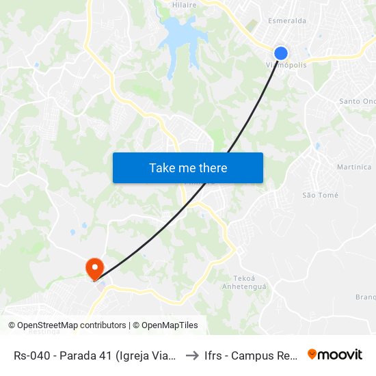 Rs-040 - Parada 41 (Igreja Viamópolis) to Ifrs - Campus Restinga map