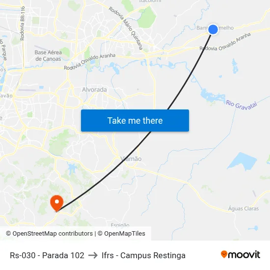 Rs-030 - Parada 102 to Ifrs - Campus Restinga map
