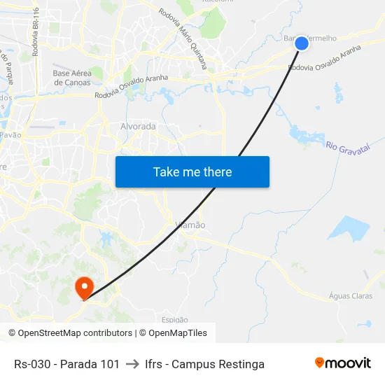 Rs-030 - Parada 101 to Ifrs - Campus Restinga map