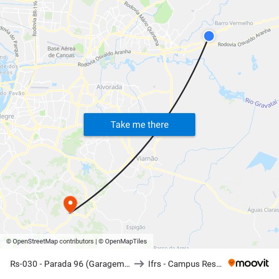 Rs-030 - Parada 96 (Garagem Sogil) to Ifrs - Campus Restinga map