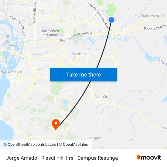 Jorge Amado - Rissul to Ifrs - Campus Restinga map