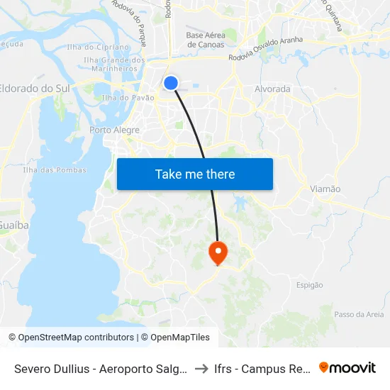 Severo Dullius - Aeroporto Salgado Filho to Ifrs - Campus Restinga map
