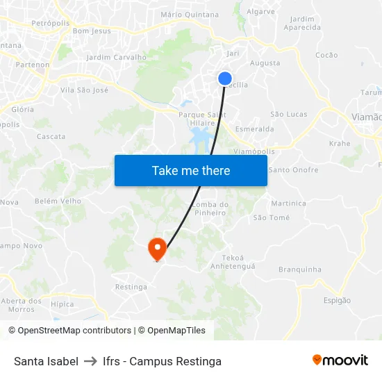Santa Isabel to Ifrs - Campus Restinga map