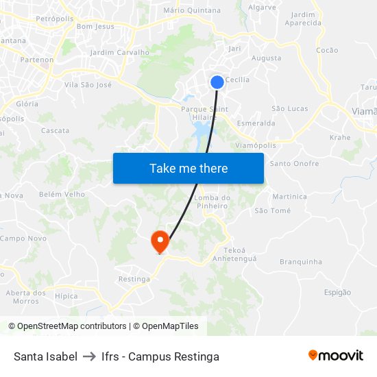 Santa Isabel to Ifrs - Campus Restinga map