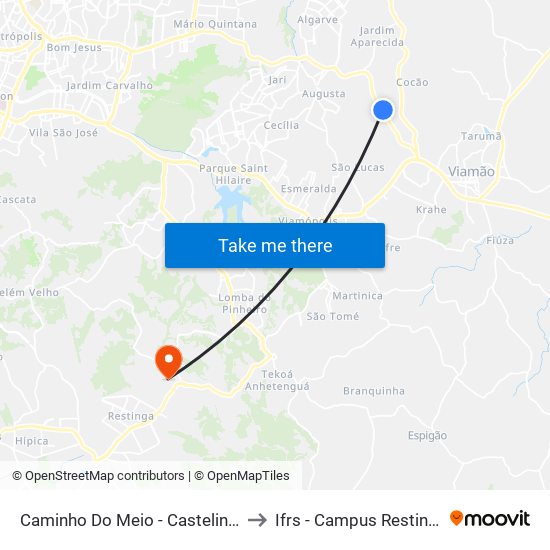 Caminho Do Meio - Castelinho to Ifrs - Campus Restinga map