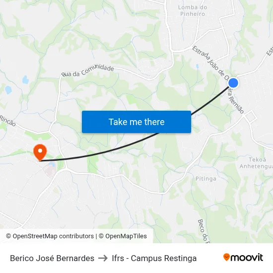 Berico José Bernardes to Ifrs - Campus Restinga map