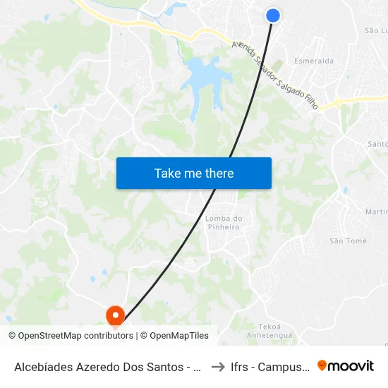 Alcebíades Azeredo Dos Santos - Condomínio Veneza to Ifrs - Campus Restinga map