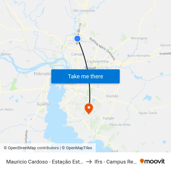 Maurício Cardoso - Estação Esteio (Tm2) to Ifrs - Campus Restinga map