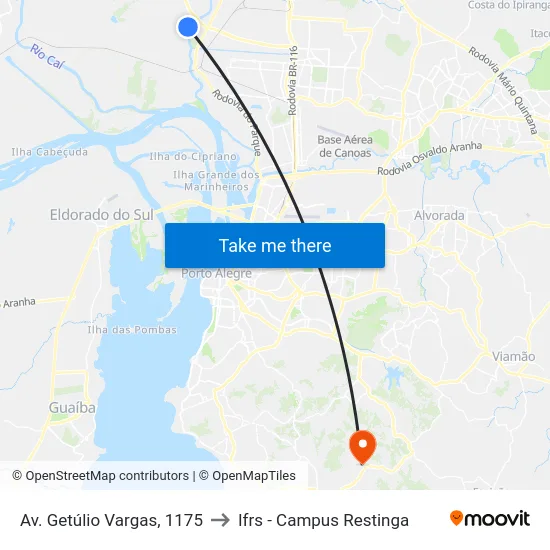 Av. Getúlio Vargas, 1175 to Ifrs - Campus Restinga map