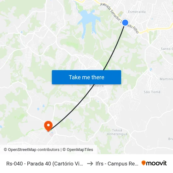 Rs-040 - Parada 40 (Cartório Viamópolis) to Ifrs - Campus Restinga map