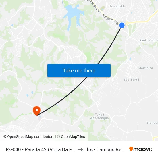 Rs-040 - Parada 42 (Volta Da Figueira) to Ifrs - Campus Restinga map
