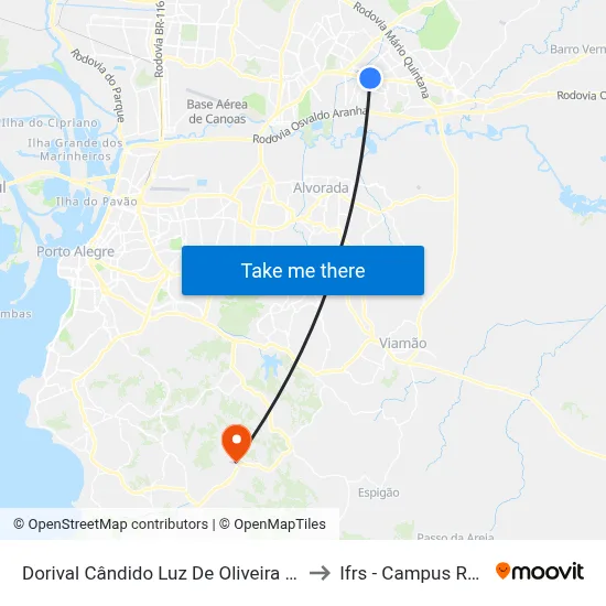 Dorival Cândido Luz De Oliveira - Parada 67 to Ifrs - Campus Restinga map